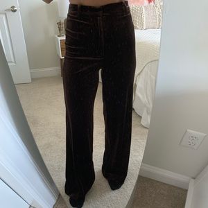 Rust Brown Velour Flare Pants
